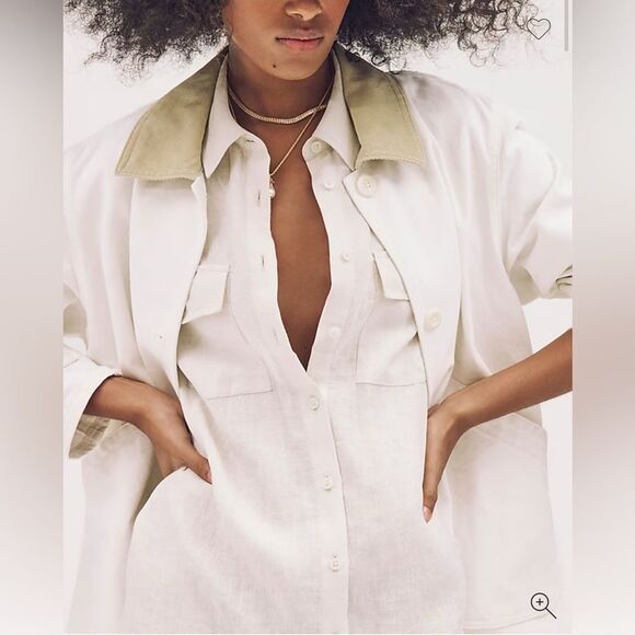 NWT J CREW Utility shirtdress in linen in Natural - Picture 10 of 12